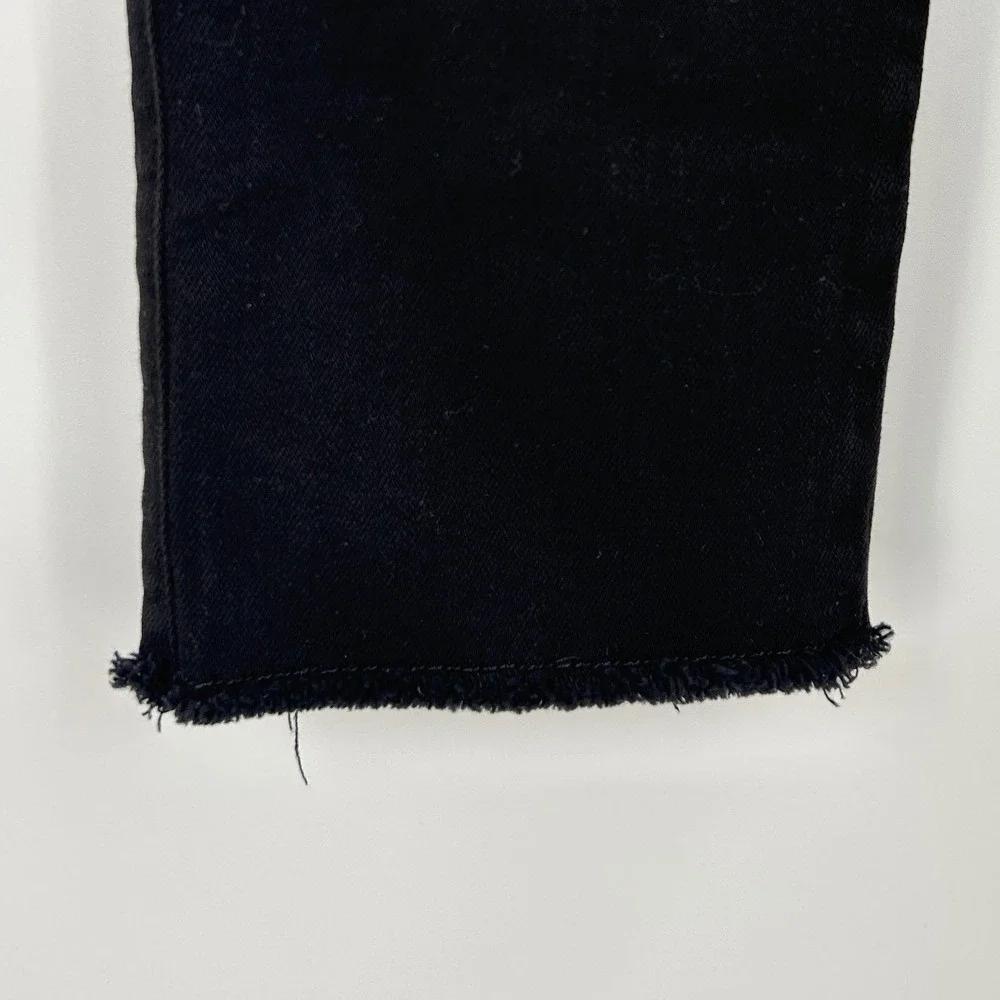 Frank & Eileen Derry Illusion Pull-On Jean Straight Leg Raw Hem Black Denim 28